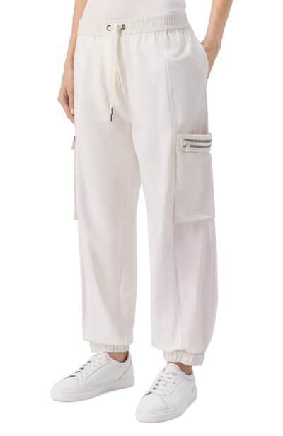 Хлопковые джоггеры BRUNELLO CUCINELLI белого цвета по цене 175500 руб., арт. MH827EP499, фото 3 Хлопковые джоггеры BRUNELLO CUCINELLI, арт. MH827EP499, фото 3