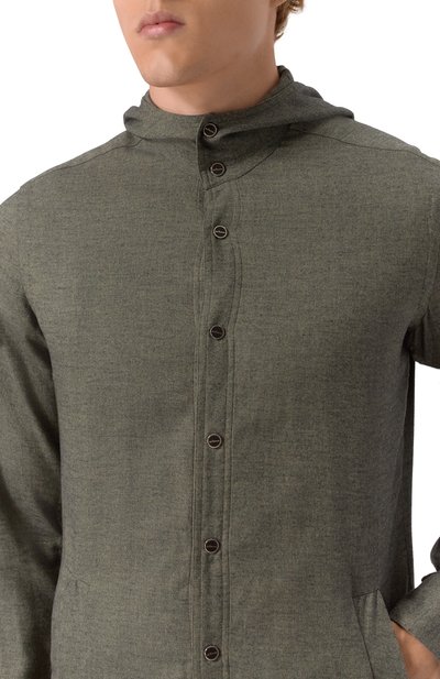 Рубашка из хлопка и лиоцелла KITON хаки цвета по цене 122000 руб., арт. UMCMARH0944007, фото 5 Рубашка из хлопка и лиоцелла KITON, арт. UMCMARH0944007, фото 5