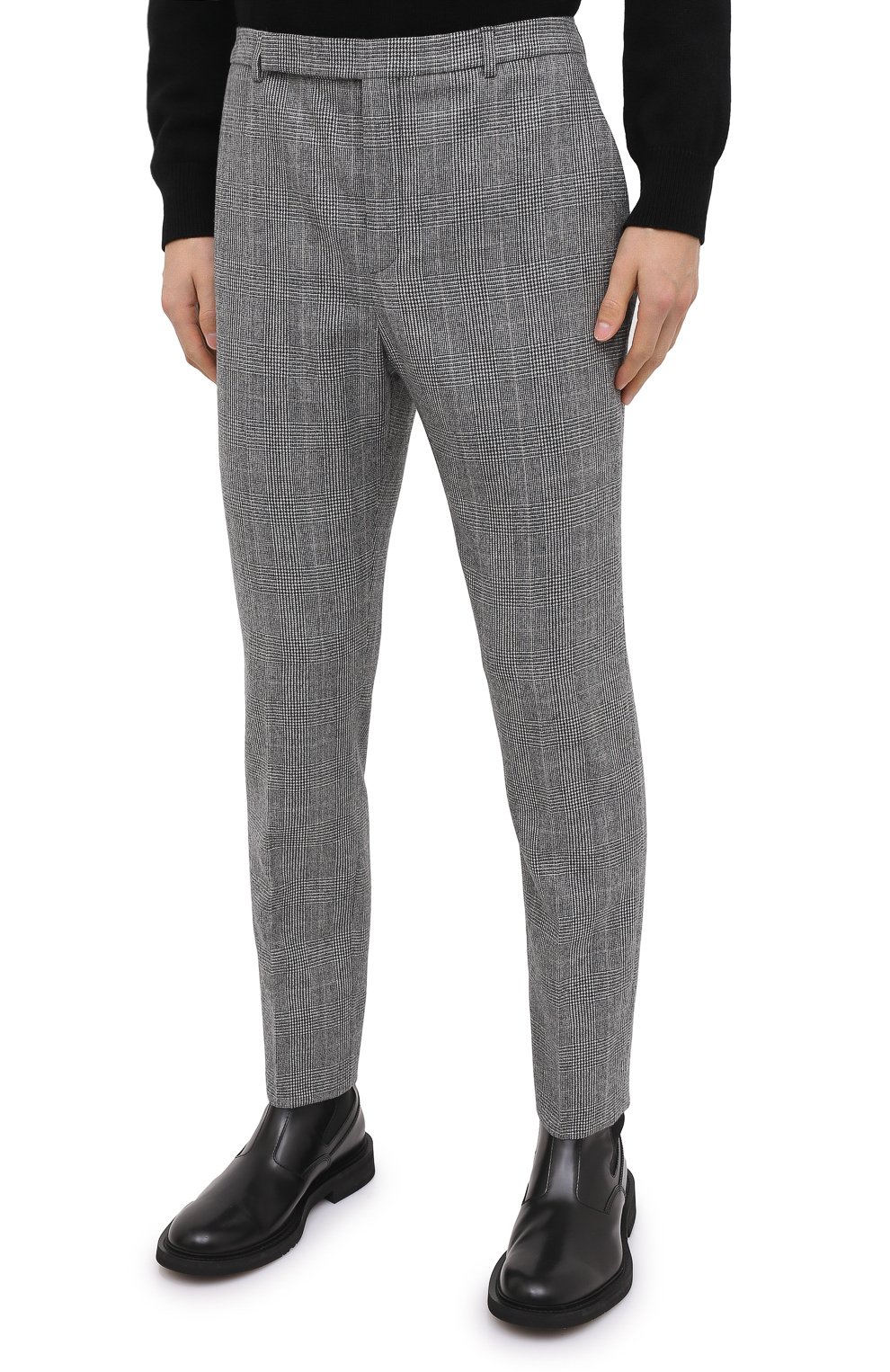 Шерстяные брюки SAINT LAURENT серого цвета по цене 112500 руб., арт. 596927/Y1B54, фото 3 Шерстяные брюки SAINT LAURENT, арт. 596927/Y1B54, фото 3