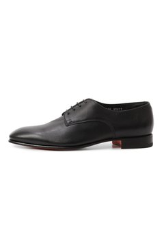 Мужские кожаные дерби SANTONI черного цвета, арт. MCAG19026LA3SGFR | Фото 4 (Материал внешний: Натуральная кожа; Материал сплава: Проставлено; Материал внутренний: Натуральная кожа; Нос: Не проставлено; Стили: Классический)