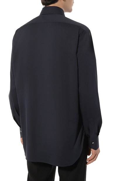 Хлопковая сорочка KITON темно-синего цвета по цене 87550 руб., арт. UCIH0865406, фото 4 Хлопковая сорочка KITON, арт. UCIH0865406, фото 4