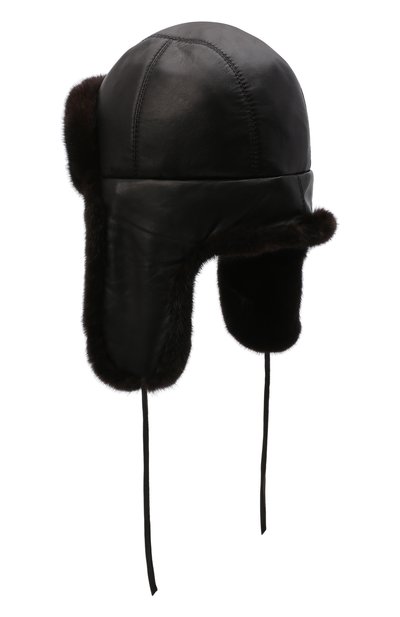 Кожаная шапка-ушанка с отделкой из меха норки FURLAND, арт. 0011202110154600000, фото 2