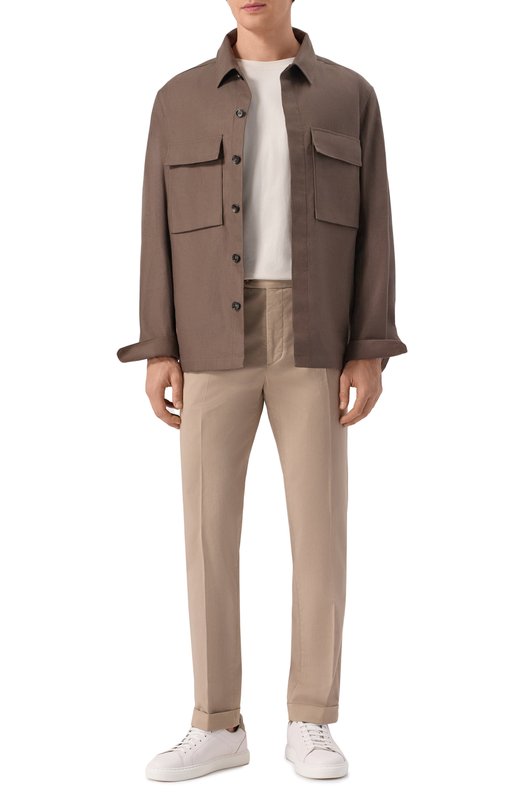 Льняная рубашка Zegna S0T10B/UFV60A9 Бежевый  S0T10B/UFV60A9 Фото 2