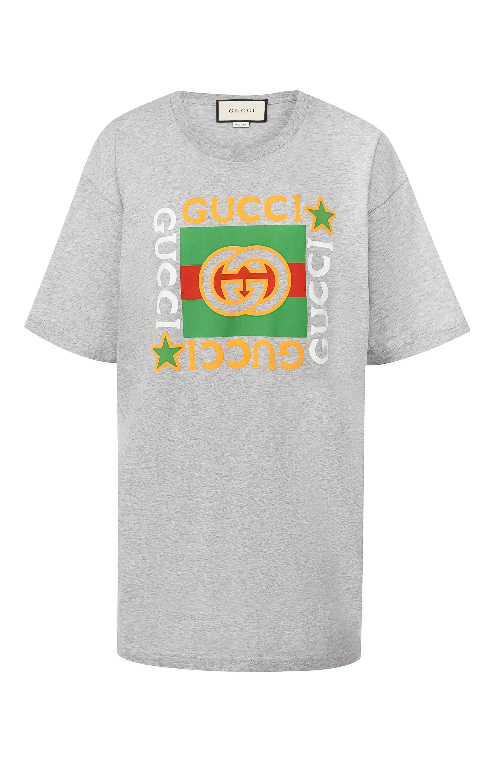 Хлопковая футболка GUCCI серого цвета по цене 28950 руб., арт. 539081/XJBYA, фото 1 Хлопковая футболка GUCCI, арт. 539081/XJBYA, фото 1