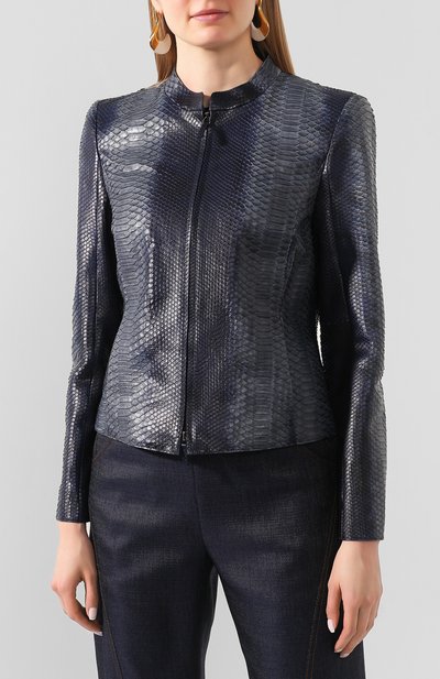 Кожаная куртка GIORGIO ARMANI синего цвета по цене 1410000 руб., арт. 4AG07P/4AP13/PBRE, фото 3 Кожаная куртка GIORGIO ARMANI, арт. 4AG07P/4AP13/PBRE, фото 3
