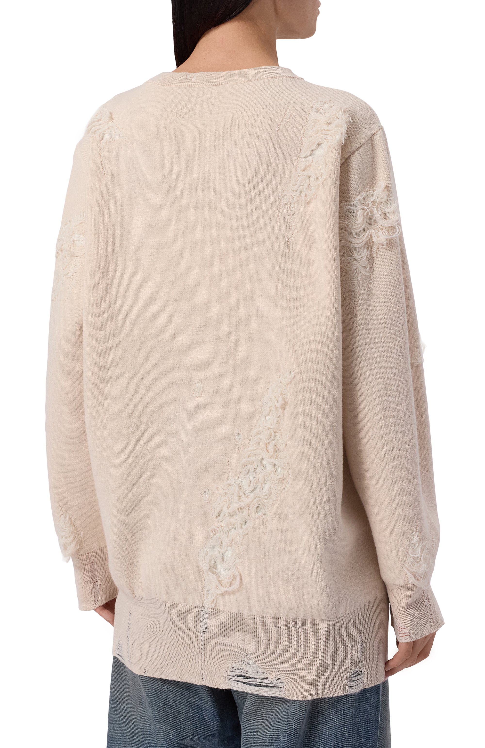 Пуловер MM6 кремового цвета по цене 99050 руб., арт. S52HL0046/M13131, фото 4 Пуловер MM6, арт. S52HL0046/M13131, фото 4