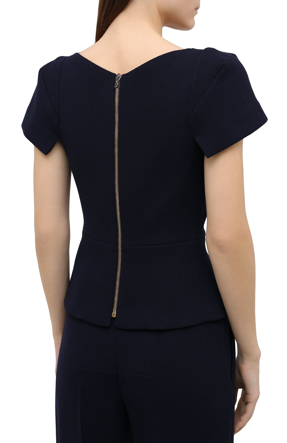 Шерстяной топ ROLAND MOURET синего цвета по цене 69800 руб., арт. PW20/S0968/F4044, фото 4 Шерстяной топ ROLAND MOURET, арт. PW20/S0968/F4044, фото 4