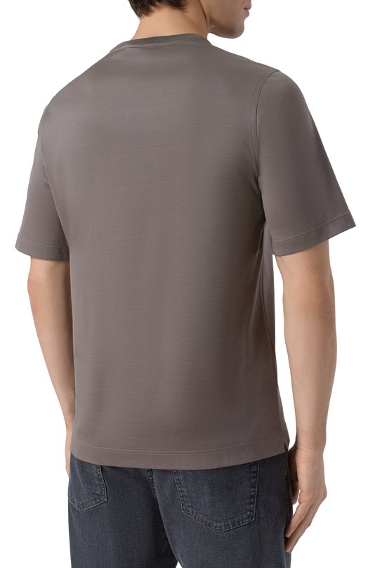 Хлопковая футболка Zilli TSR02AM0100VZLE00 Коричневый  TSR02AM0100VZLE00 Фото 4