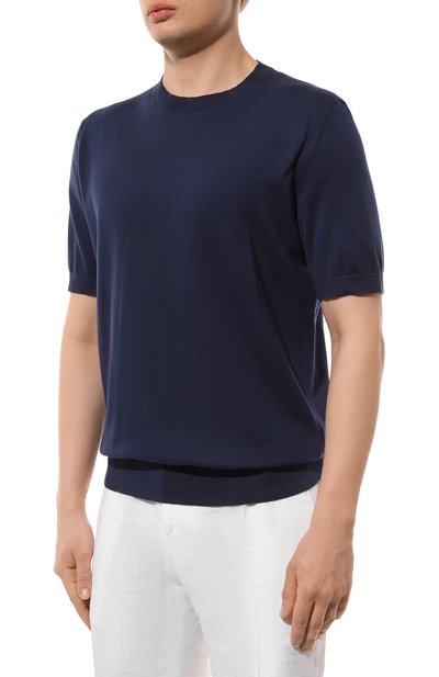 Хлопковый джемпер ZEGNA синего цвета по цене 83300 руб., арт. UDC90A7/C10, фото 3 Хлопковый джемпер ZEGNA, арт. UDC90A7/C10, фото 3