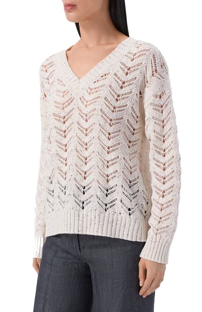 Хлопковый свитер MAX MARA STUDIO кремового цвета по цене 48750 руб., арт. MSTFELIN0, фото 3 Хлопковый свитер MAX MARA STUDIO, арт. MSTFELIN0, фото 3