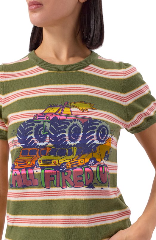 Хлопковый пуловер Mother 81976-1840/THE ITTY BITTY SC00P Хаки  81976-1840/THE ITTY BITTY SC00P Фото 5