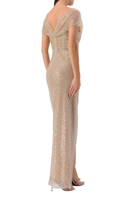 Платье с отделкой пайетками Sasha Kim SK-00001760 Бежевый  SK-00001760 Фото 3