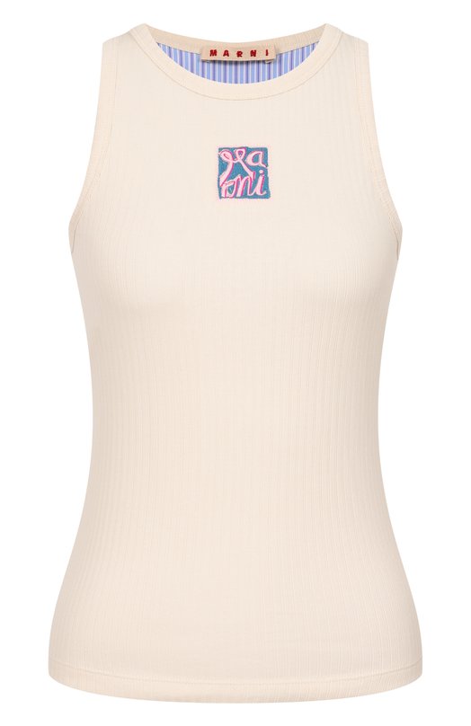 Хлопковый топ Marni THJE0380S0/UTC600 Кремовый THJE0380S0/UTC600