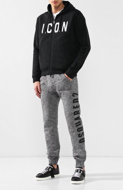 Кожаные кеды icon на шнуровке DSQUARED2, арт. SNM0028 01500001, фото 2