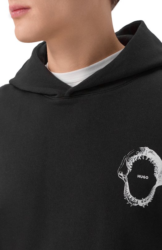Хлопковое худи HUGO Blue 50554391 Чёрный  50554391 Фото 5