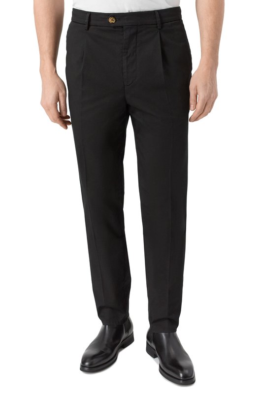 Хлопковые брюки Brunello Cucinelli M289LE1450 Чёрный  M289LE1450 Фото 3