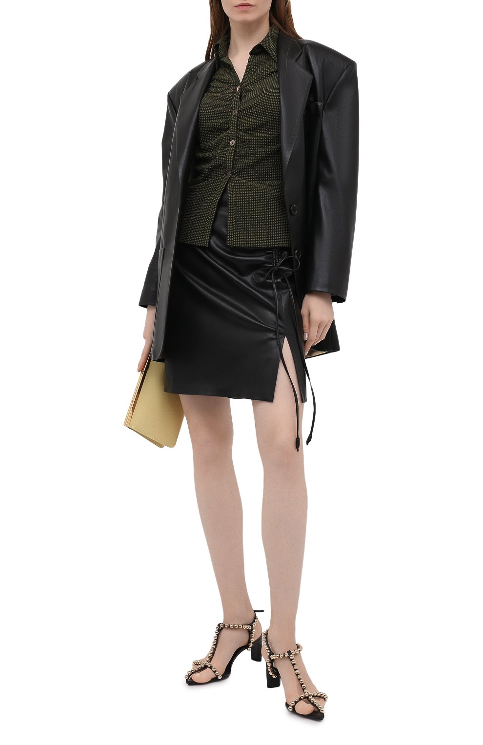Юбка из экокожи NANUSHKA черного цвета по цене 41900 руб., арт. Z0W_BLACK_VEGAN LEATHER, фото 2 Юбка из экокожи NANUSHKA, арт. Z0W_BLACK_VEGAN LEATHER, фото 2