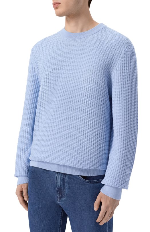 Хлопковый джемпер BOSS 50545283 Голубой  50545283 Фото 3