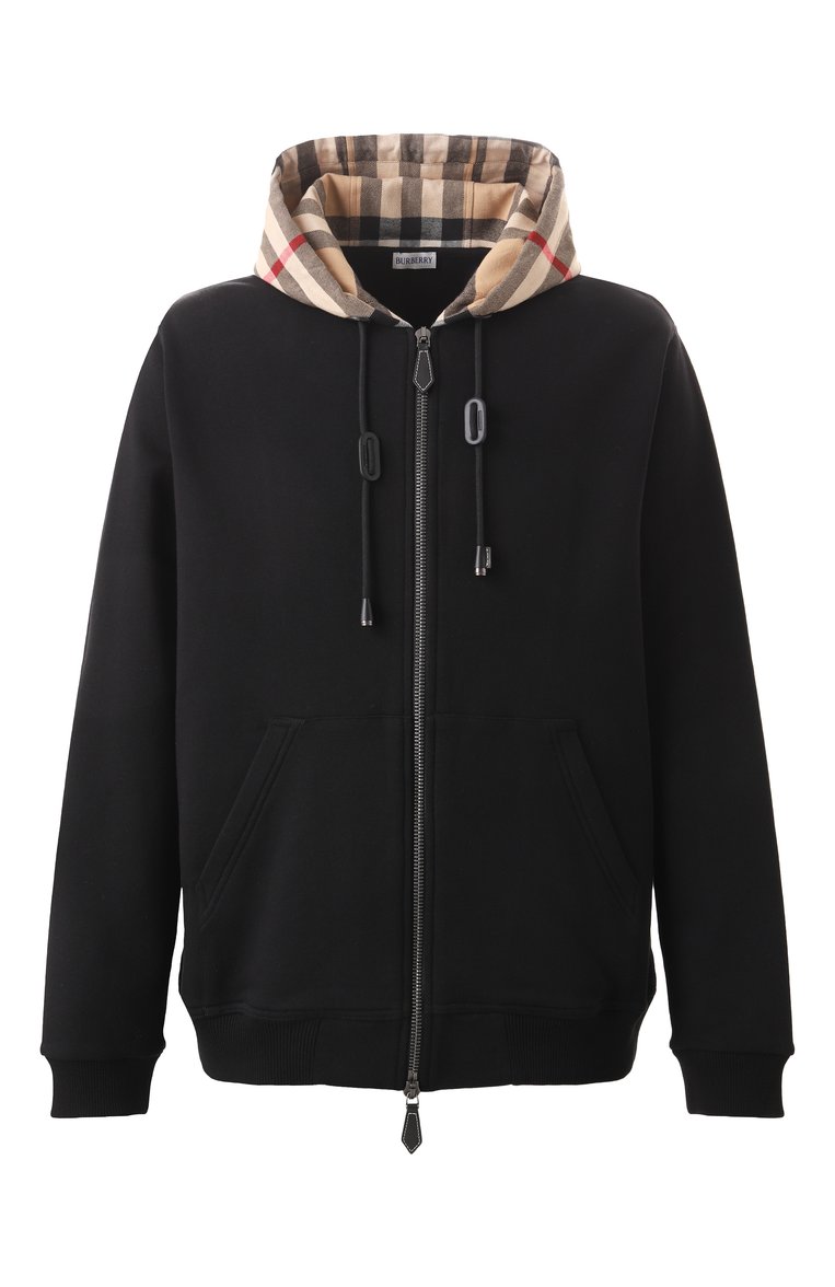 Мужской хлопковая толстовка BURBERRY черного цвета, арт. 8060705 | Фото 1 (Длина (для топов): Стандартные; Материал сплава: Проставлено; Драгоценные камни: Проставлено; Рукава: Длинные; Мужское Кросс-КТ: Толстовка-одежда; Стили: Кэжуэл; Материал внешний: Хлопок)