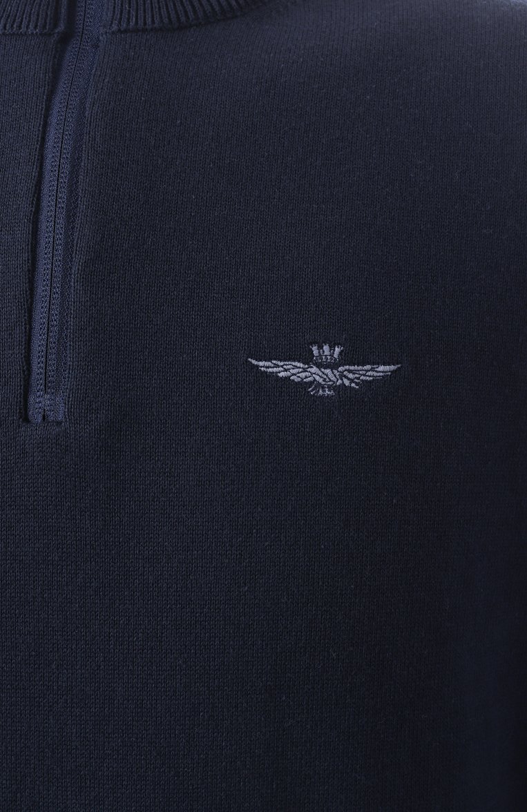Мужской хлопковый джемпер AERONAUTICA MILITARE темно-синего цвета, арт. 241/MA1489L506 | Фото 6 (Длина (для топов): Стандартные; Драгоценные камни: Проставлено; Материал сплава: Проставлено; Рукава: Длинные; Вырез: Круглый; Принт: Без принта; Стили: Кэжуэл; Мужское Кросс-КТ: Джемперы; Материал внешний: Хлопок)