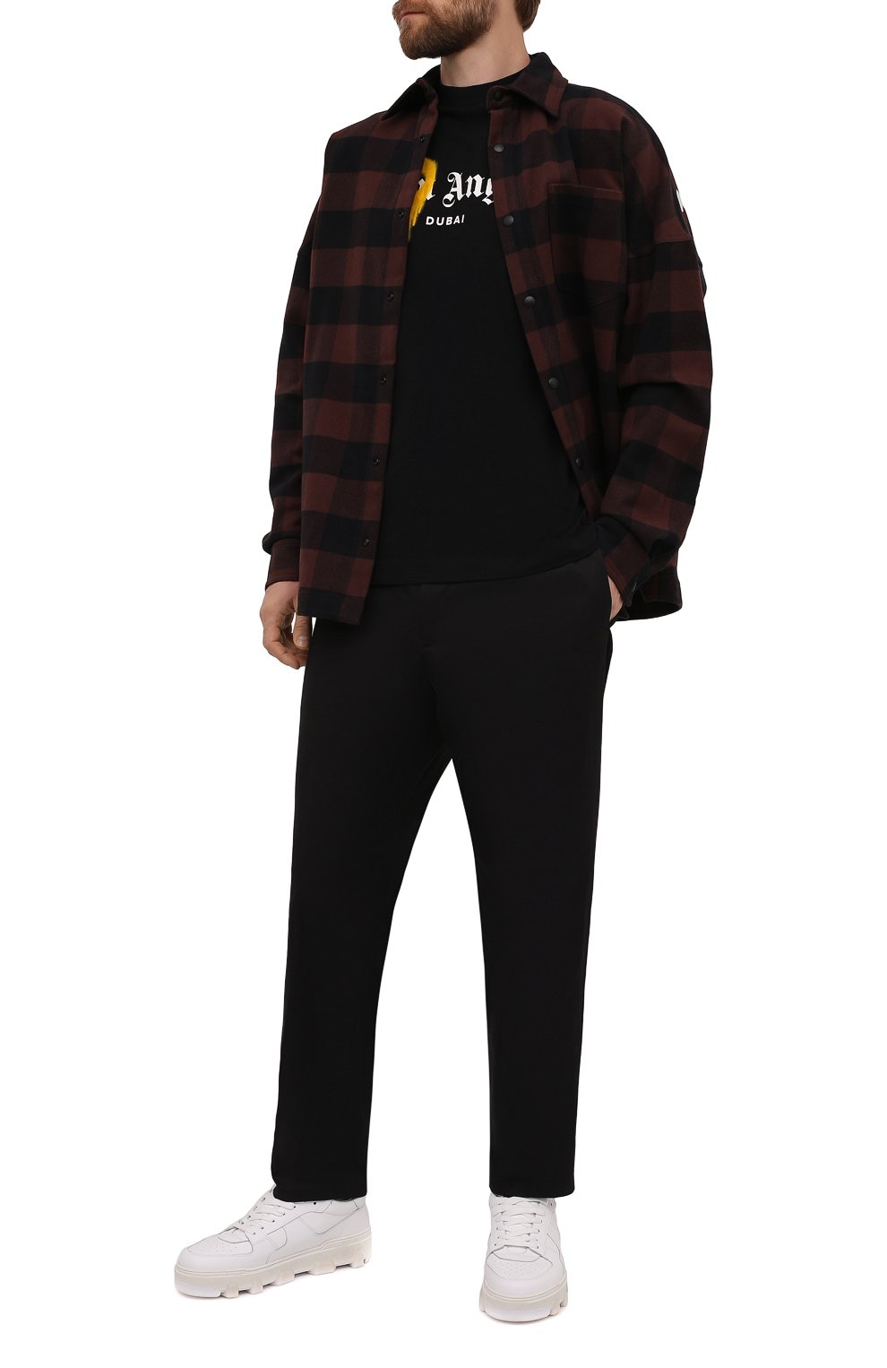 Хлопковая футболка PALM ANGELS черного цвета по цене 24450 руб., арт. PMAA001F21JER0041018, фото 2 Хлопковая футболка PALM ANGELS, арт. PMAA001F21JER0041018, фото 2