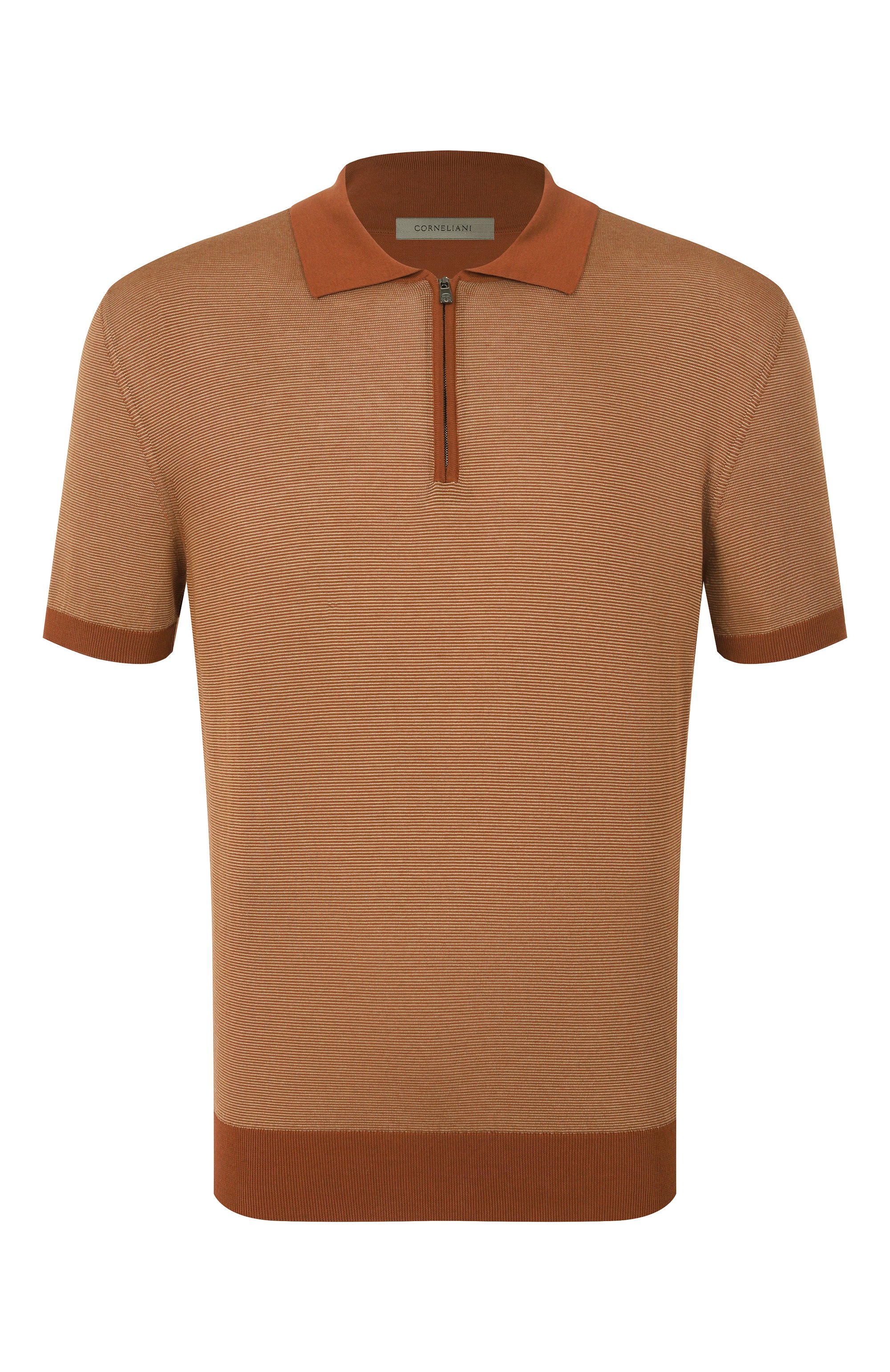 Поло из хлопка и шелка CORNELIANI коричневого цвета по цене 67300 руб., арт. 25M522-2525105, фото 1 Поло из хлопка и шелка CORNELIANI, арт. 25M522-2525105, фото 1
