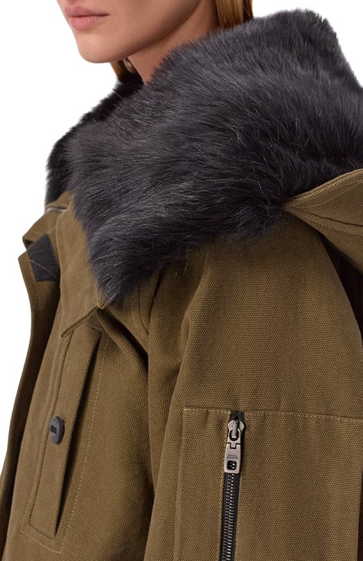 Хлопковая парка с подкладкой из овчины Dolce & Gabbana F9U05Z/FU6YD Хаки  F9U05Z/FU6YD Фото 5