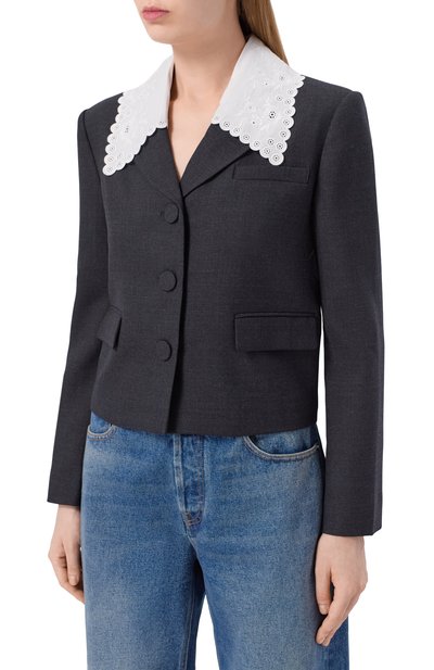 Жакет из шерсти и вискозы SELF-PORTRAIT серого цвета по цене 83300 руб., арт. RS26069JGR, фото 3 Жакет из шерсти и вискозы SELF-PORTRAIT, арт. RS26069JGR, фото 3