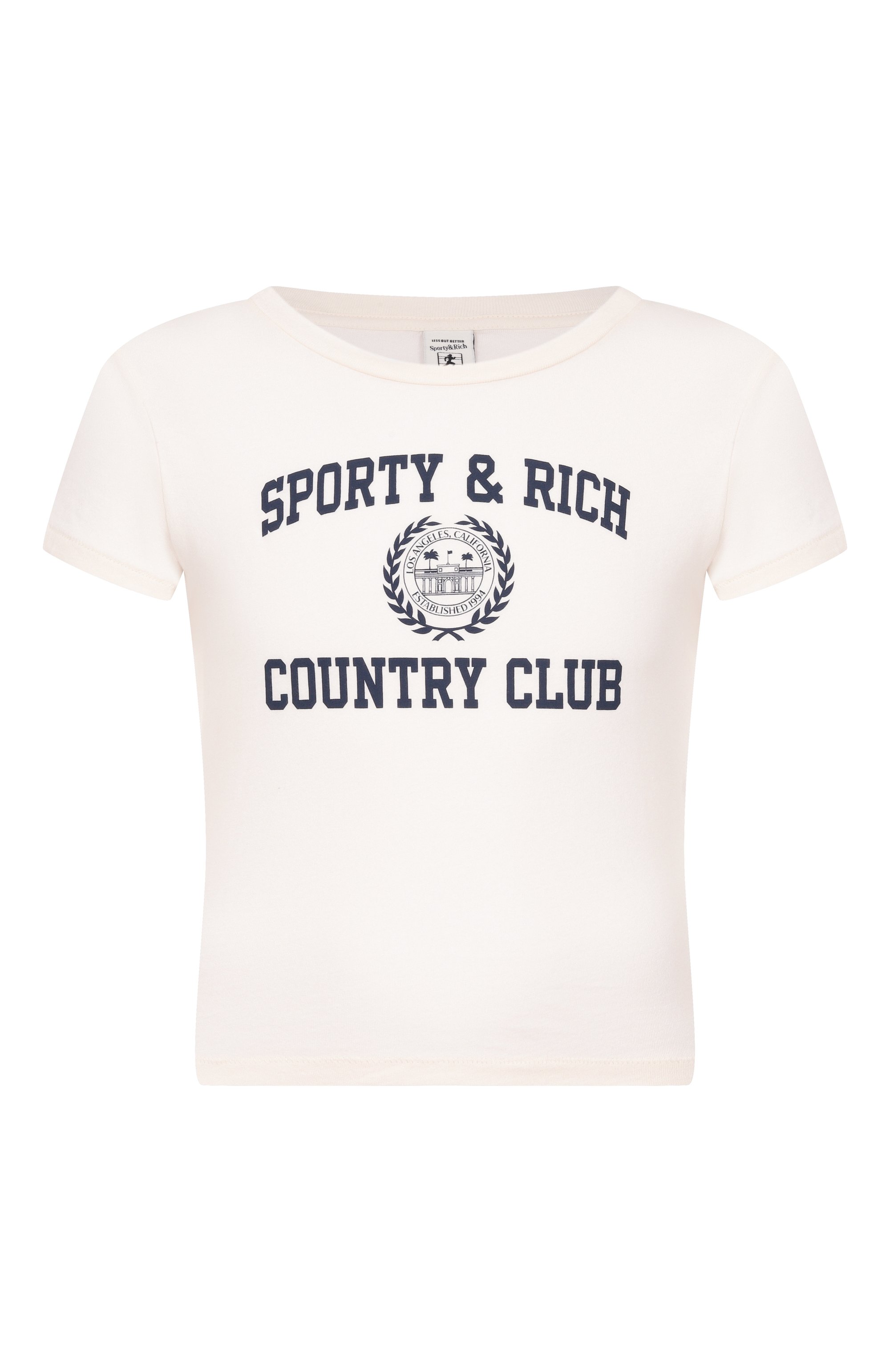 Хлопковая футболка SPORTY AND RICH молочного цвета по цене 13600 руб., арт. T011176218WH37, фото 1 Хлопковая футболка SPORTY AND RICH, арт. T011176218WH37, фото 1