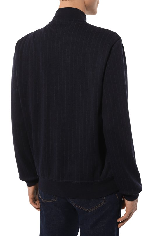 Толстовка из хлопка и кашемира Brunello Cucinelli MM8339072G Синий  MM8339072G Фото 4