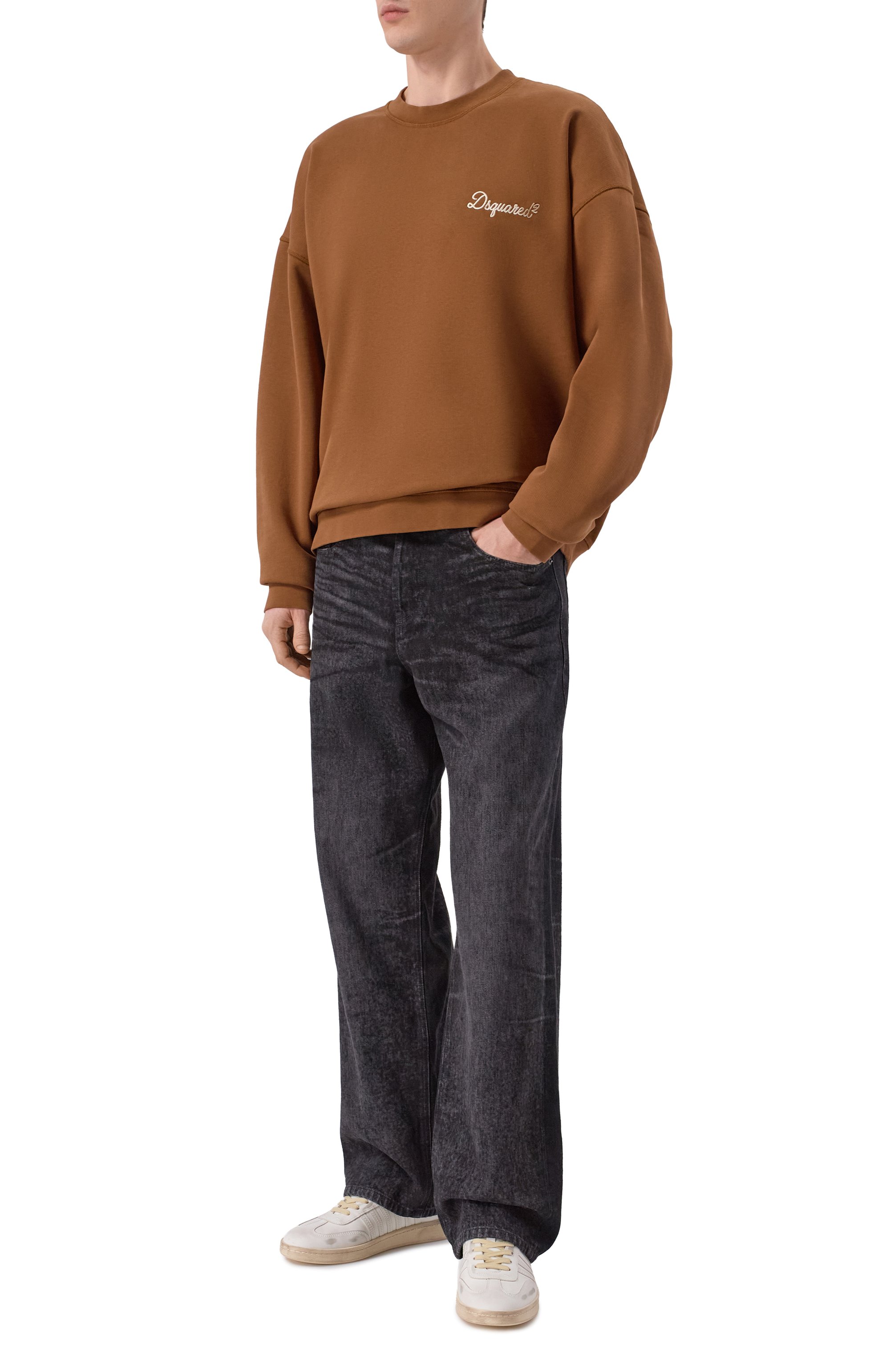 Хлопковый свитшот DSQUARED2 коричневого цвета по цене 49950 руб., арт. S74GU0930/D25029, фото 2 Хлопковый свитшот DSQUARED2, арт. S74GU0930/D25029, фото 2