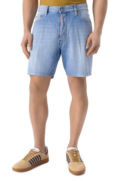 Мужские джинсовые шорты DSQUARED2 синего цвета, арт. S71MU0855/S30309 | Фото 3 (Материал внешний: Хлопок, Деним; Длина Шорты М: До колена; Случай: Повседневный; Принт: Без принта; Кросс-КТ: Деним; Стили: Кэжуэл)