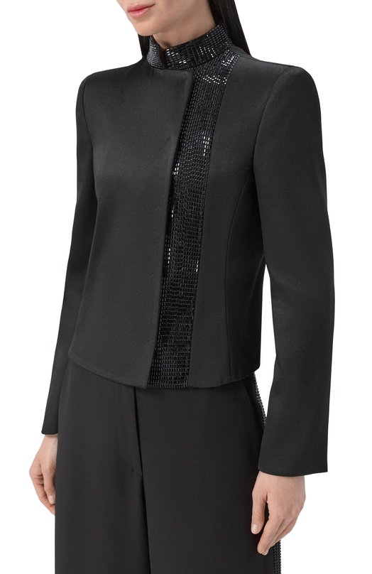 Жакет из вискозы и шелка Giorgio Armani GW003010/AF24549 Чёрный  GW003010/AF24549 Фото 3