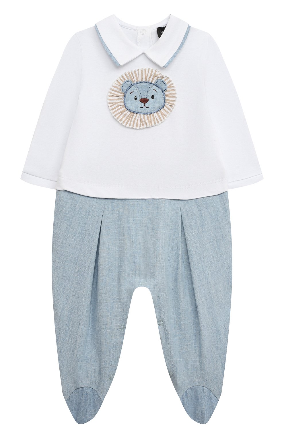 Хлопковый комбинезон MONNALISA голубого цвета по цене 15750 руб., арт. 22C205, фото 1 Хлопковый комбинезон MONNALISA, арт. 22C205, фото 1