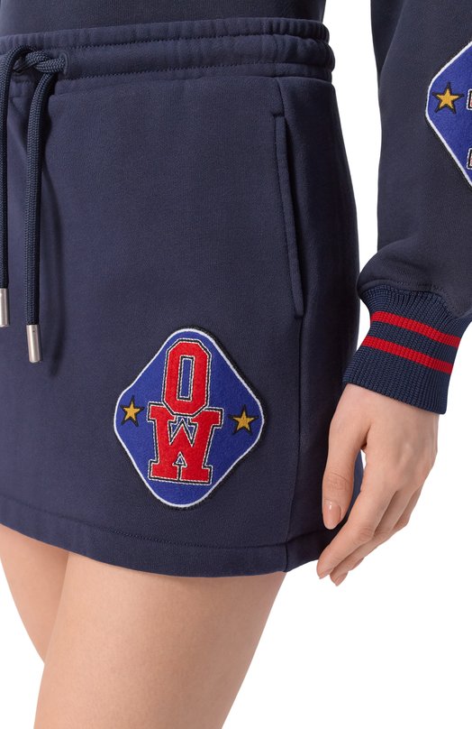 Хлопковая юбка Off-White 0WCK006S26FLE001 Синий  0WCK006S26FLE001 Фото 5