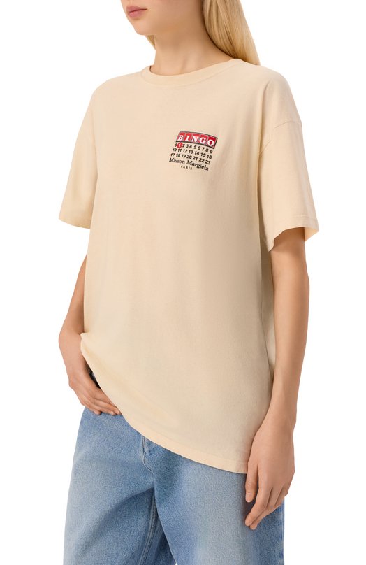 Хлопковая футболка Maison Margiela S51GC0537/S24575 Бежевый  S51GC0537/S24575 Фото 3