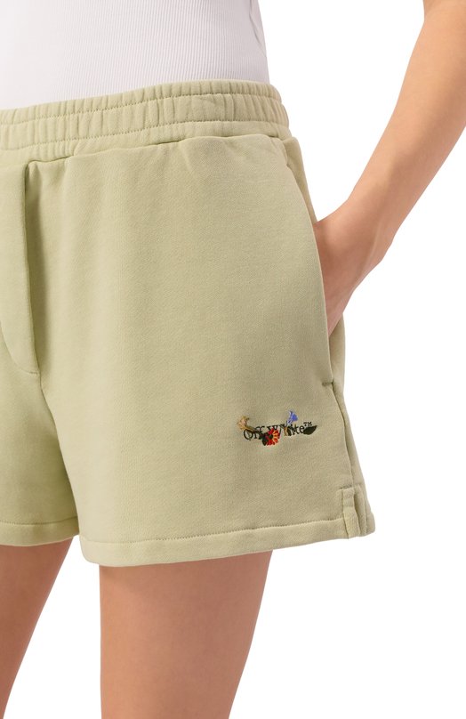 Хлопковые шорты Off-White 0WCI005F25FLE001 Зелёный  0WCI005F25FLE001 Фото 5