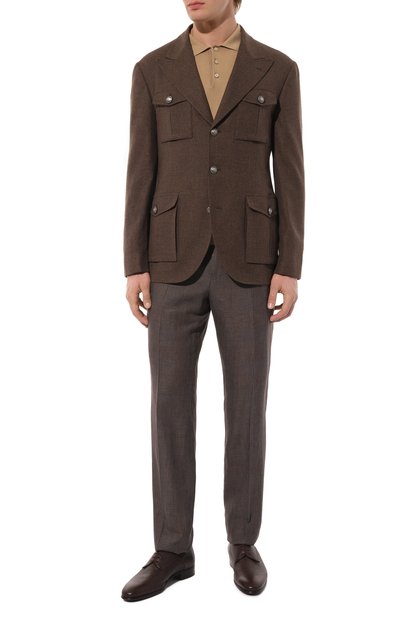 Пиджак из шерсти и шелка BRUNELLO CUCINELLI темно-коричневого цвета по цене 553000 руб., арт. MN4857BDD, фото 3 Пиджак из шерсти и шелка BRUNELLO CUCINELLI, арт. MN4857BDD, фото 3