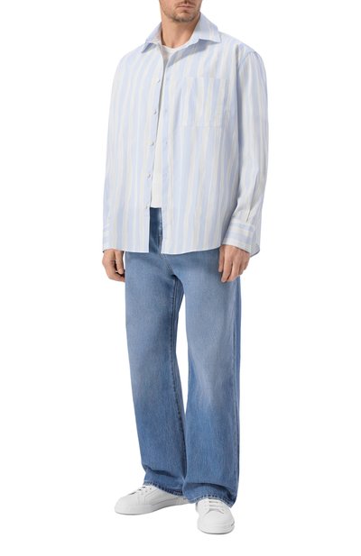 Хлопковая рубашка JACQUEMUS голубого цвета по цене 61400 руб., арт. 26ESHM00605/AW00691, фото 2 Хлопковая рубашка JACQUEMUS, арт. 26ESHM00605/AW00691, фото 2