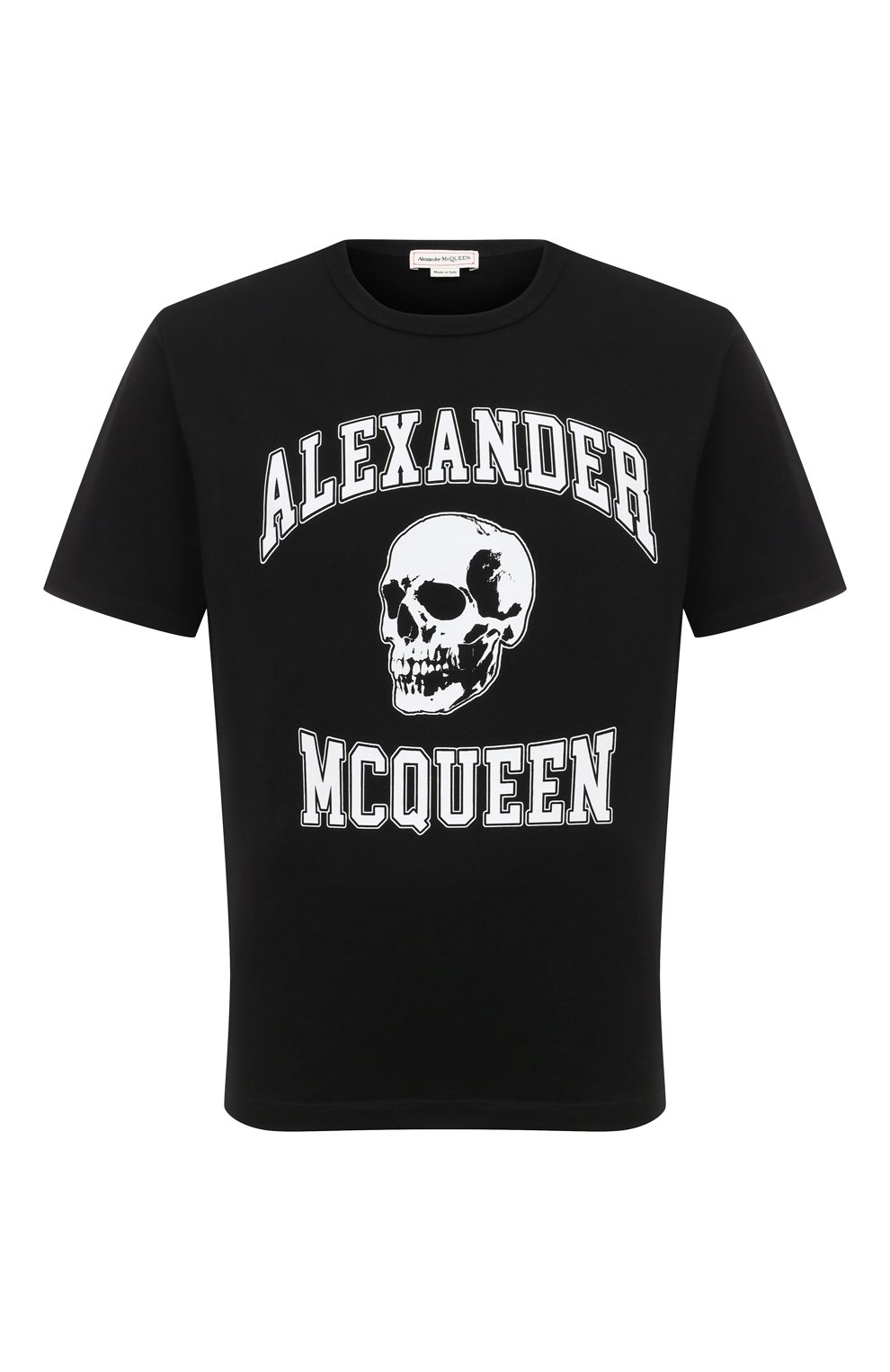 Мужская хлопковая футболка ALEXANDER MCQUEEN черного цвета, арт. 759442/QTAAW | Фото 1 (Рукава: Короткие; Длина (для топов): Стандартные; Стили: Гранж; Принт: С принтом; Материал сплава: Проставлено; Материал внешний: Хлопок; Драгоценные камни: Проставлено)