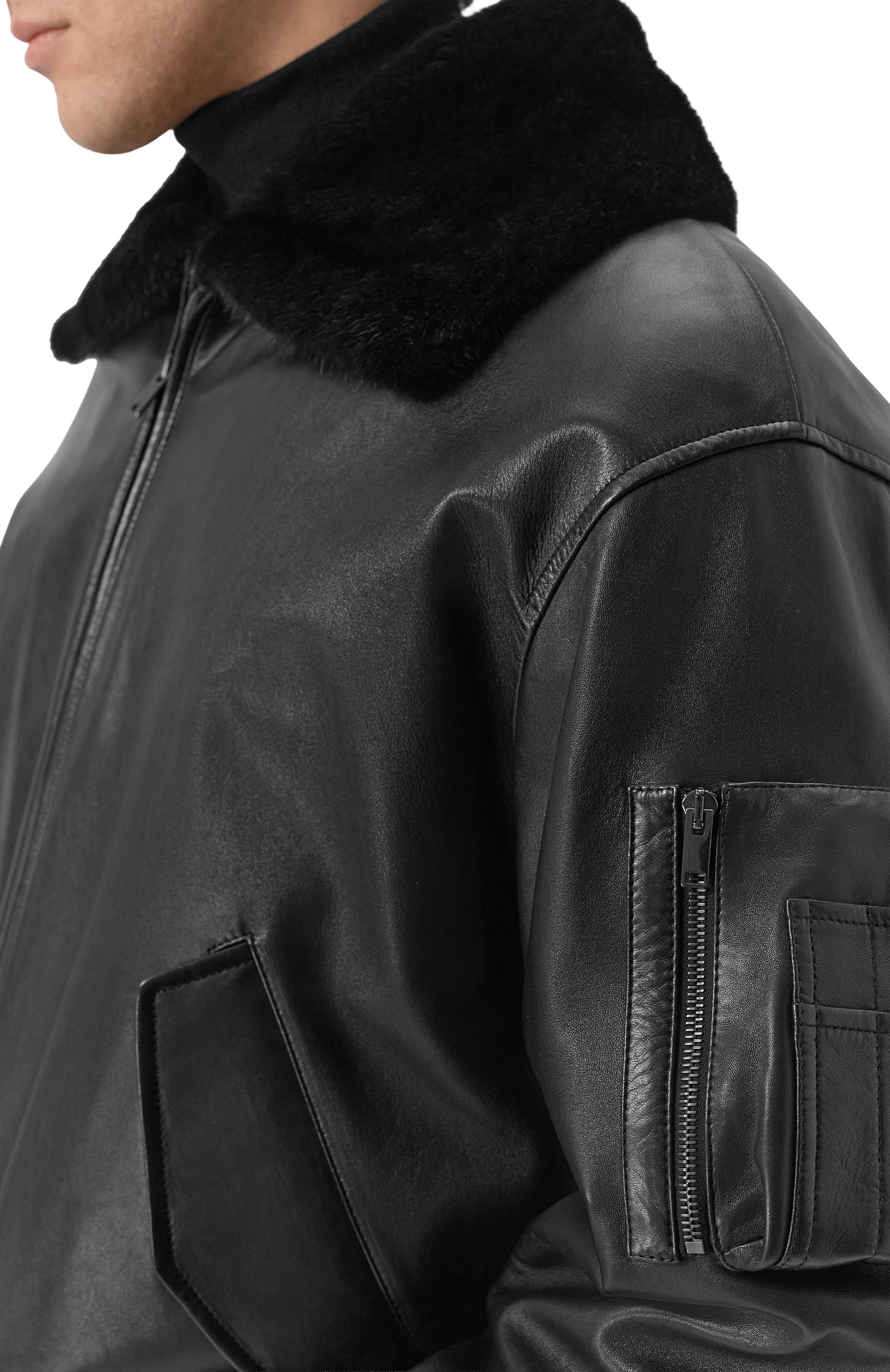 Кожаный бомбер с подкладкой из норки MVST, арт. M25.1PM.0004/PL0NGE, фото 5