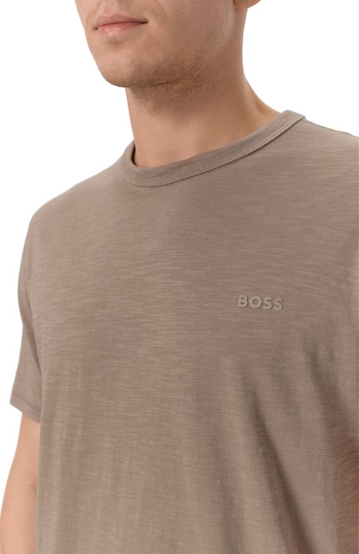 Хлопковая футболка BOSS Orange 50508243 Бежевый  50508243 Фото 5