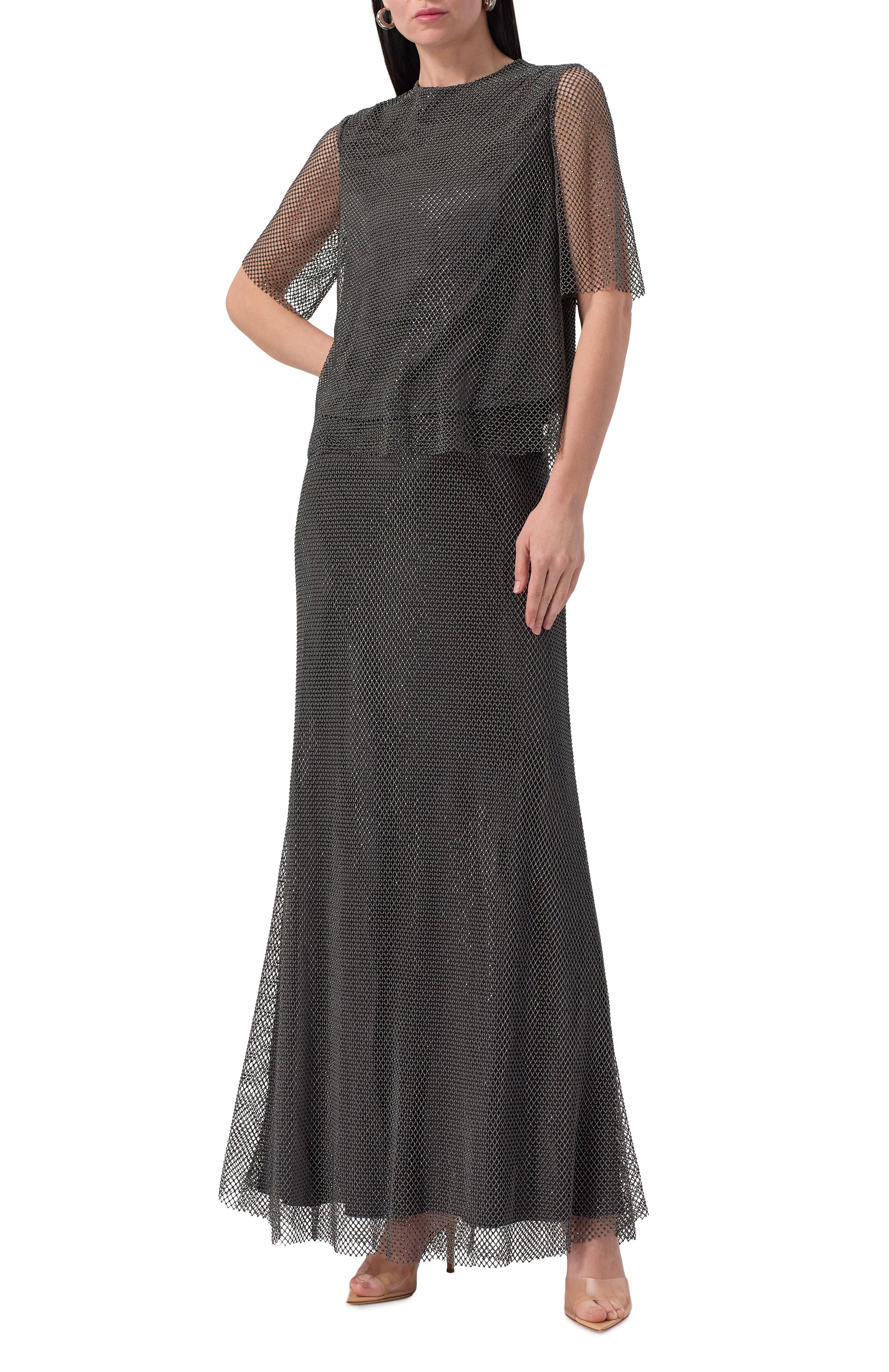 Юбка с отделкой стразами CHAPURIN серого цвета по цене 120000 руб., арт. SK/20436/28882-М, фото 2 Юбка с отделкой стразами CHAPURIN, арт. SK/20436/28882-М, фото 2