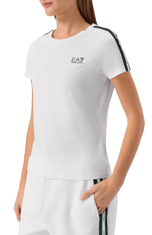 Хлопковая футболка EA7 7W001220/AF12503 Белый  7W001220/AF12503 Фото 3