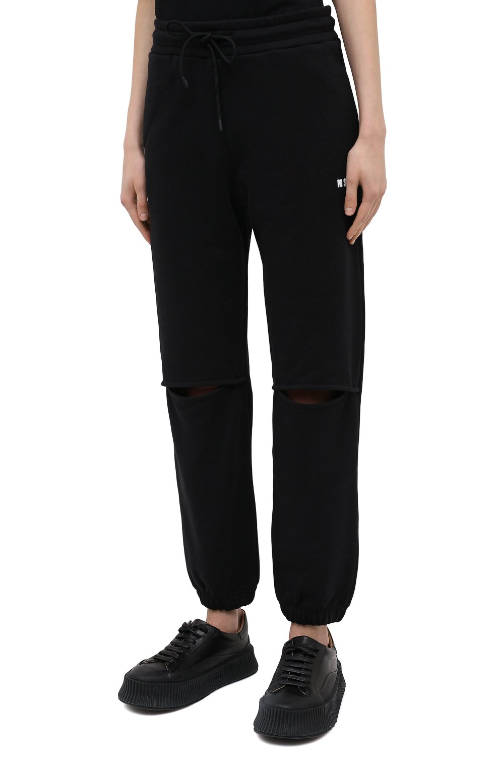 Хлопковые джоггеры MSGM черного цвета по цене 19650 руб., арт. 2942MDP162 207999, фото 3 Хлопковые джоггеры MSGM, арт. 2942MDP162 207999, фото 3