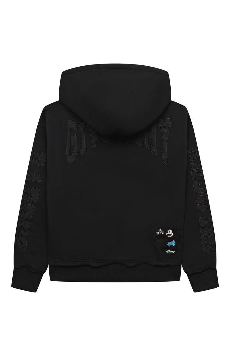 Детский хлопковое худи GIVENCHY черного цвета, арт. H15353/12+/14 | Фото 2 (Материал внешний: Хлопок; Рукава: Длинные; Девочки Кросс-КТ: Худи-одежда; Тематический товар: Disney; Ростовка одежда: 13 - 15 лет | 158 см)