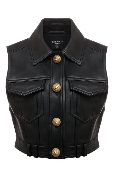 Женский кожаный жилет BALMAIN, арт. AF1SA200LC01
