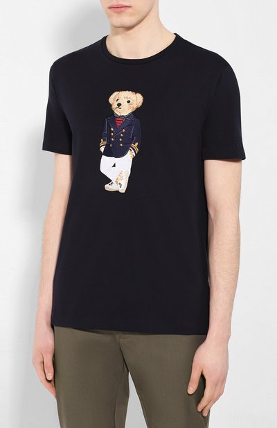 Хлопковая футболка RALPH LAUREN темно-синего цвета по цене 68950 руб., арт. 790786266, фото 3 Хлопковая футболка RALPH LAUREN, арт. 790786266, фото 3