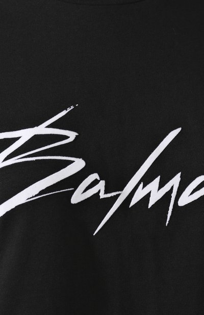 Хлопковая футболка BALMAIN черного цвета по цене 42050 руб., арт. RF11070/I043, фото 5 Хлопковая футболка BALMAIN, арт. RF11070/I043, фото 5