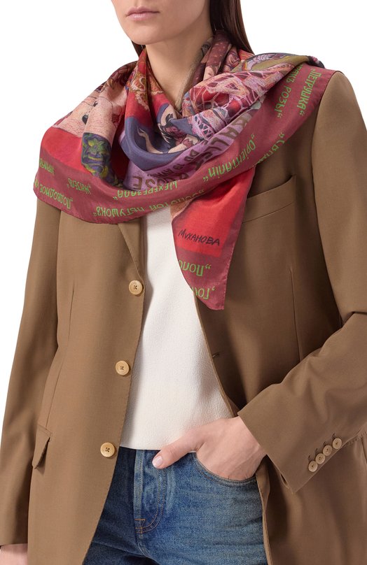 Шелковый платок Русские сезоны Gourji 91152537/51172 Бордовый  91152537/51172 Фото 2